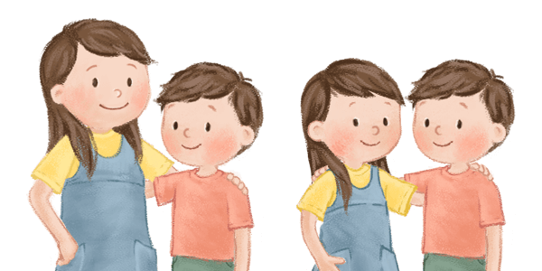 L'enfant 1 est plus grand en taille que l'enfant 2 example